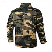 cheap Cargo Jackets-Men's Lightweight Jacket Cargo Jacket Casual Jacket Vacation Daily Wearproof Pocket Spring Fall Camouflage Fashion Classic Stand Collar Regular Black Army Green Dark Blue Jacket