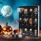 お買い得  ハロウィンの吊るし飾りとテーブルトップ装飾-ハロウィンアドベントカレンダー ホラー映画 2025、ハロウィンカウントダウンカレンダー 2025 子供と大人向け クラシックドール コレクターフィギュア 24個付き、プレクリスマスドール