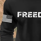 economico patriottico-Per uomo Lettera Bandiera Americana Maglietta Manica Lunga maglietta Stampa 3D Girocollo Camicia Moda Designer Casual Vacanza Quotidiano Ferie Nero Bianco Blu marino Tutte le stagioni Abbigliamento S