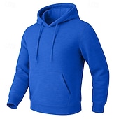 abordables Sweat à capuche en polaire-Homme Sweat à capuche Sweat à capuche en polaire Sweat à capuche doublé en polaire Noir Blanche Jaune Rose Claire Vert Véronèse À capuche Uni Poche kangourou Sport &amp; Loisir Occasionnel Quotidien