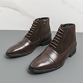 preiswerte Kleiderstiefel-Schwarze High-Top-Stiefel aus Kunstleder für Herren mit stilvollem Design und elastischen Seiten, perfekt für formelle Anlässe, die Arbeit und elegante Freizeitkleidung