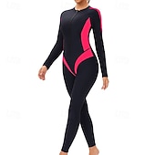 お買い得  ワンピースラッシュガード-女性用 ラッシュガード 全身水着 ダイブスキンスーツ パッチワーク UPF50+ 速乾性 高弾性 長袖 スイムウェア サーフィン 潜水 シュノーケリング 夏