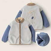 billiga Pojkars basebolljackor-Barn Unisex Fleece-jacka Baseballjackor Ytterkläder Färgblock Långärmad Komfort Knappar Håller värmen Mjukt Fleece Täcka Utomhus Mode Dagligen Blå Grön Grå Vår Höst 4 år +