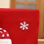 ieftine Huse-huse de scaun de Crăciun, huse de scaun din pluș 3D cu Moș Crăciun, huse de scaun din material textil cu desene animate festive pentru masa de sufragerie și decorarea casei de sărbători