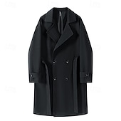 economico Trench da uomo-Per uomo Cappotto Trench Trench lungo Vacanza Quotidiano Primavera Autunno Poliestere Antivento Capispalla Abbigliamento Moda Classico Semplice Tasca Bavero Doppiopetto