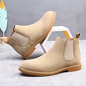 economico Stivali Chelsea-stivaletti chelsea da uomo in pelle scamosciata marrone con pannelli laterali elastici: eleganti stivaletti alla caviglia per abbigliamento casual, smart-casual e da ufficio