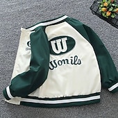 billiga Pojkars basebolljackor-Barn Unisex Baseballjackor Ytterkläder Färgblock Långärmad Dragkedja Ficka Lättvikt Komfort Mjukt Täcka Utomhus Mode Dagligen Blå Grön Vår Höst 4 år +