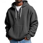 economico felpe con cappuccio da uomo di base-Per uomo Felpa con cappuccio Felpa con cappuccio a nido d&#039;ape Felpa con cappuccio e zip corta Aalbicocca Bianco Verde chiaro Verde militare Rosso Con Cappuccio Semplice Tasca a marsupio Testurizzato