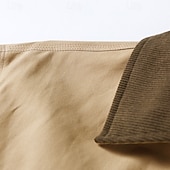 baratos Jaquetas Cargo-Homens Jaqueta Carga Jaqueta casual Férias Diário Respirável Bolsos Outono Inverno Tecido Moda Clássico Lapela Padrão Preto Marron cáqui Casaco