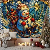 billiga jul gobeläng hängande-Julväggstapet Bakgrund Söt snögubbe med halsduk och gåva 2025 jul vinterland vägghängande festlig semester för dekoration av sovrum vardagsrum fest