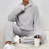 رخيصةأون بدلات رياضية-نسائي بدلة رياضية من قطعتين هودي صالة مجموعات بدلات رياضية لون سادة أطقم ملابس رياضية خريف &amp; شتاء أسود أبيض الصالة الرياضية الخارج ركض كم طويل رياضة ألبسة رياضية مرن نسبياً عادي