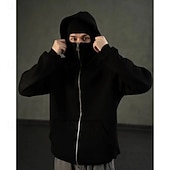 billiga bashuvtröjor för män-herrluvtröja med balaklava, hel dragkedja, skidmask, luva, svart vit röd, mörkgrå, luva, enfärgad, ficka, sport, utomhus, daglig, helgdag, polyester, gatukläder, grundläggande, avslappnad, höst, vinterkläder, kläder, luvtröjor