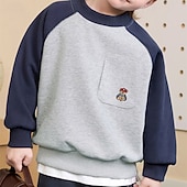 billiga Pojkars basebolljackor-Barn Unisex Baseballjackor Ytterkläder Färgblock Långärmad Ficka Komfort Mjukt Täcka Utomhus Bomull Mode Dagligen Vit Blå Grå Vår Höst 4 år +