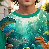 olcso Fiú 3D Állatok-Fiú 3D Dinoszaurus Póló Hosszú ujj Tavasz Ősz Divat Alap Gyerekek 4-12 év Terített nyak Szabadtéri Hétköznapi Napi Normál