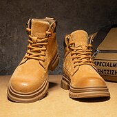 お買い得  ワークブーツ-メンズクラシックワークブーツ - クッション性のあるインソールと耐久性のあるグリップソールを備えた頑丈な屋外用安全靴。建設現場や日常のアウトドアウェアに最適です。