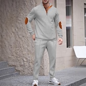 billige grunnleggende sweatsuits-Herre Genser Joggedress Antrekkssett Høy krage utendørs Daglig Sport Snorer Lomme Fargeblokk Svart Hvit Kongeblå Polyester Sportsklær Mote Gatemote Vår