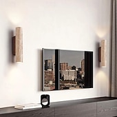 abordables Apliques de pared para interior-Apliques de pared de mármol con iluminación vertical y descendente, modernos apliques de pared para interiores, luz E26, barra lineal, iluminación de pared para dormitorio, lámpara cilíndrica de pared