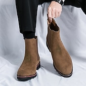 economico Stivali Chelsea-stivaletti chelsea da uomo in pelle scamosciata marrone con pannelli laterali elastici, stile casual alla caviglia per gentiluomini, ideali per outfit autunnali, abbigliamento quotidiano e riunioni del fine settimana