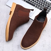 economico Stivali Chelsea-stivaletti chelsea da uomo in pelle scamosciata marrone con pannelli laterali elastici: eleganti stivaletti alla caviglia per abbigliamento casual, smart-casual e da ufficio