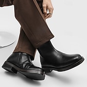 preiswerte Kleiderstiefel-Herrenstiefeletten aus braunem Kunstleder – klassische Reißverschlussstiefel für den Winter, das Business und formelle Anlässe