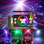 abordables Luces de proyector-Luces de fiesta 4 en 1, bola de discoteca para DJ con sonido activado y 6 colores de iluminación, lámpara estroboscópica LED para escenario, para casa, sala interior, fiestas de baile, karaoke, club,