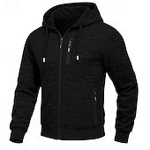 abordables Hoodie Tactique-Homme Sweat à capuche Sweat à capuche zippé intégral Sweat à capuche en polaire Sweat à capuche tactique Noir Blanche Vert Véronèse Rouge Bordeaux bleu marine À capuche Uni Fermeture éclair Sport