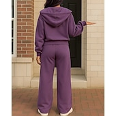 economico Tute da ginnastica-Per donna Felpa con cappuccio e zip Top attillato Tuta da 2 pezzi Baggy con tasca Tinta unita Completo Abbigliamento Autunno Rosa Viola Escursionismo Lavoro All'aperto Manica Lunga Sport