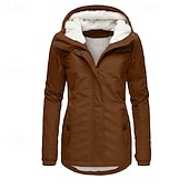 abordables Parka Décontractée-Femmes Manteau d&#039;Hiver Veste à Capuche Chaud Confortable Fermeture éclair Avec Poches Occasionnel Uni Extérieur Vacances Tenue quotidienne Week-end Régulier À capuche Coupe régulière manche longue