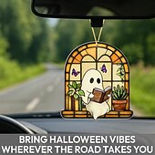 זול קישוטים לתלייה ושולחן של הלואין-קישוטי רפאים ויטראז&#039; דמויי אקריליק לליל כל הקדושים, לוכד שמש חמוד לקישוט ליל כל הקדושים, מתנת רוח רפאים חמודה לאוהבי ספרים, קישוט סתיו גותי לחלון, מתנות ליל כל הקדושים לנשים