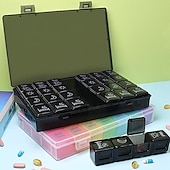 abordables Cuidado Personal &amp; Salud-Pastillero mensual 28 días, pastillero, organizador de medicamentos, organizado por semana, pastillero grande de 4 semanas con estuche a prueba de polvo para aceites de pescado, vitaminas, suplementos