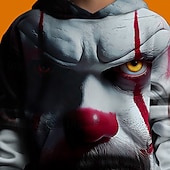 economico Costumi di Halloween per bambini-Halloween Ragazzi 3D Grafico Pagliaccio Felpa con Cappuccio Manica Lunga Primavera Autunno Moda Streetwear Bambini 4-12 Anni Con cappuccio All&#039;aperto Casuale Quotidiano Vestibilità regolare