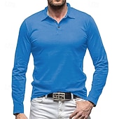levne Pánské klasické polo-Pánské Golfová košile Golfové polokošile Ležérní Práce Klopa Dlouhý rukáv Základní Moderní Bez vzoru Knoflíky Jaro Podzim Běžný Černá Bílá Trávová zelená Růžová Světle modrá Šedá Golfová košile