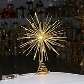 cheap Tree Topper-Christmas Tree Topper Led Light, Firework Burst Multi-Pointed Star Ornament, Iron Holiday Tree Decoration, Festive Xmas Tabletop Accessory, Home Decor Gift