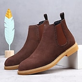 economico Stivali Chelsea-stivaletti chelsea da uomo in pelle scamosciata marrone con pannelli laterali elastici: eleganti stivaletti alla caviglia per abbigliamento casual, smart-casual e da ufficio