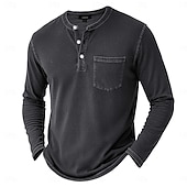 voordelige Casual Henley-T-shirt-Voor heren Henley-shirt T-shirts T-shirt Shirt met lange mouwen Lange mouw Retro Effen kleur Modieus Ontwerper Casual Mode Wijnoogst Puur Henley Vakantie Straat Casual Herfst Winter donkerbruin Zwart