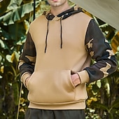 billige 3d-hettegensere for menn-Herre Hattetrøje Svart Militærgrønn Kakifarget Med hette Kamuflasje Lomme Sport &amp; Utendørs Daglig Ferie Polyester Gatemote Grunnleggende Fritid Vår Høst Klær Gensere Gensere