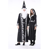 levne Kostýmy pro páry a skupiny-Čerodějnice Čaroděj předvečer Všech svatých Šaty Fancy kostým Kostýmy pro páry cosplay Dospělé Dámské předvečer Všech svatých Karneval Výkon Párty Jednoduché Halloweenské kostýmy Oblékněte se