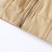 baratos Jaquetas Cargo-Homens Jaqueta Carga Jaqueta casual Férias Diário Respirável Bolsos Outono Inverno Tecido Moda Clássico Lapela Padrão Preto Marron cáqui Casaco