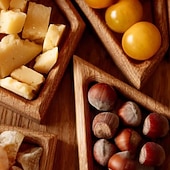 preiswerte Küchen-Aufbewahrung-8-teiliges geteiltes Holztablett, geteiltes Serviertablett aus Massivholz, geteilter Servierteller aus Verbundholz für Snacks, Tee und kleine Portionen – ideal für Partys, Picknicks und den