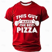 voordelige Grappige T-shirts voor mannen-Voor heren Pizza Grappig jargon T-shirt Korte mouw T-shirt 3D-afdrukken Strakke ronde hals Overhemd Modieus Dagelijks Straat Dagelijks Zwart Rood blauw Zomer Lente Kleding S M L XL XXL XXXL
