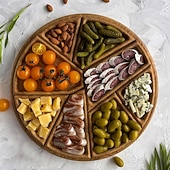 preiswerte Küchen-Aufbewahrung-8-teiliges geteiltes Holztablett, geteiltes Serviertablett aus Massivholz, geteilter Servierteller aus Verbundholz für Snacks, Tee und kleine Portionen – ideal für Partys, Picknicks und den