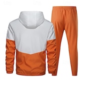 Недорогие спортивные костюмы-Муж. Спортивный костюм из двух частей Толстовка с капюшоном для отдыха Комплекты спортивных костюмов с карманом Контрастных цветов Наборы одежды Весна Черный Военно-зеленный