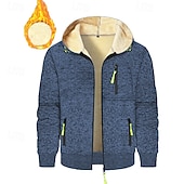 voordelige Fleecehoodie-Voor heren Trui met capuchon Hoodie met volledige rits Sherpa Fleece Hoodie Spijkerbroekblauw Zwart Marineblauw Donkergrijs Capuchon Effen Lapwerk Sport &amp; Outdoor Dagelijks Feestdagen Polyester