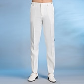 preiswerte Anzughose-Herren Anzughose Hose Chinos Tasche Knöpfe Einfach Komfort Formell Party Arbeit Mode Klassicher Stil Schwarz Weiß Mikroelastisch