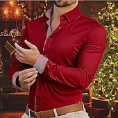 economico camicia da uomo con bottoni-Per uomo Camicia Camicia Estiva Camicia casual Camicia da Spiaggia Camicia con Bottoni Nero Bianco Giallo Rosso Blu reale Manica Lunga Blocco di colori Bavero Vacanza Camicia hawaiana Splice