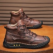 Недорогие Ботильоны-Мужские коричневые высокие повседневные ботинки со шнуровкой, мягкой удобной подошвой, прочные, для прогулок на свежем воздухе, для осени, зимы и повседневной носки