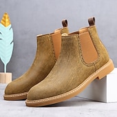 economico Stivali Chelsea-stivali chelsea da uomo color cachi, stile casual e leggero alla caviglia con soffietti elastici, per l'ufficio, le uscite del fine settimana e il comfort quotidiano