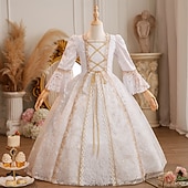 Недорогие Платья-Рококо Стимпанк маскарадный Макси Костюм для вечеринки Аксессуары Летучая мышь Принцесса Бант Ретро С пышной юбкой Точка Маскарадный костюм Девочки Королевский Рождество Хэллоуин Карнавал