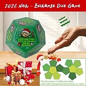 Недорогие Коллекционные фигурки-Рождественские игральные кости для обмена подарками, 12 граней с рисунком эльфа, веселые игровые кости для обмена подарками, идеально подходят для праздничных встреч и семейного веселья, игр для