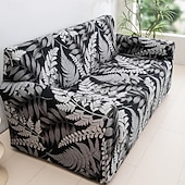 baratos Cobertura de Sofa-Capa elástica para sofá de 1 peça com estampa de plantas, capa horizontal para todas as estações para sofá de sala de estar de 1/2/3/4 lugares, capa protetora macia para sofá